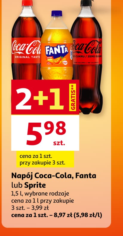 Napój Coca-Cola, Fanta lub Sprite 2 plus 1 gratis
