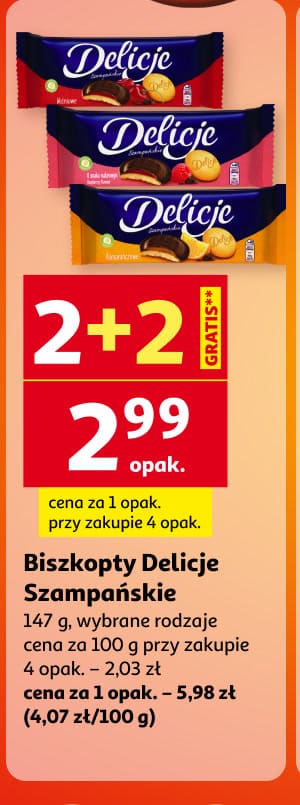 Biszkopty Delicje 2 plus 2 gratis