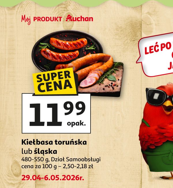 Produkty na grilla - kiełbasa toruńska lub śląska