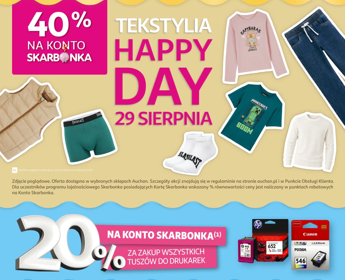 Tekstylia Happy Day. 40 procent na konto Skarbonka 29 sierpnia