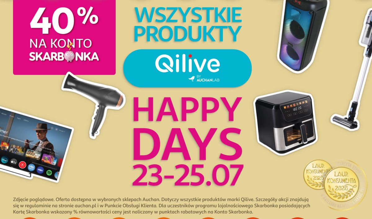 40% na konto Skarbonka na wszystkie produkty Qilive. Happy Days 23-25.07