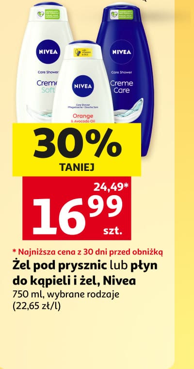 Zele pod prysznic Nivea 30 procent taniej