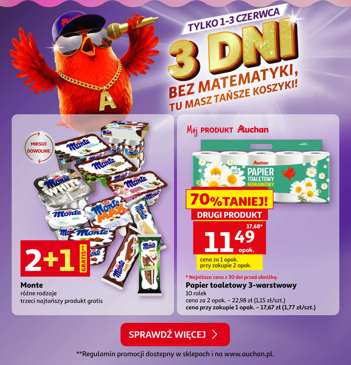 Oferta 3 dni - Monte i papier toaletowy Auchan