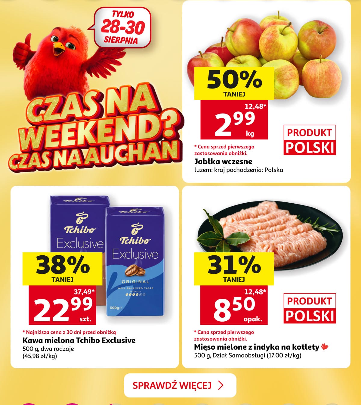 Czas na weekend. Jabłka, kawa Tchibo i mięso mielone