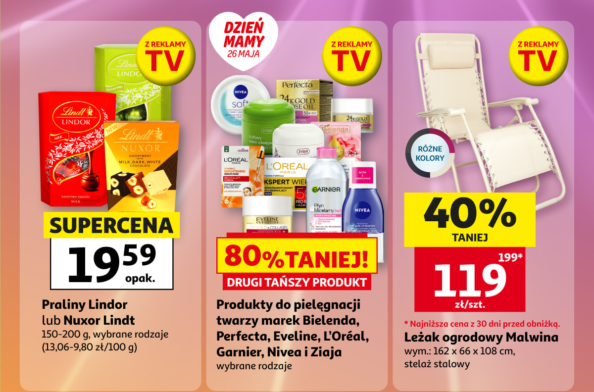 Praliny Lindor, kosmetyki, leżak - okładka