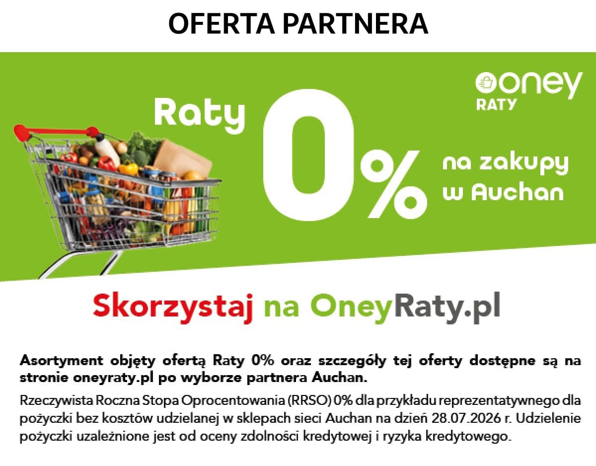 Oferta partnera. Raty 0 procent na zakupy w Auchan z Oney Raty