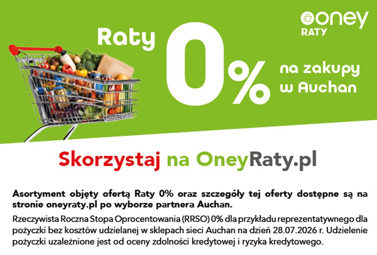 Raty 0 procent na zakupy w Auchan z Oney Raty