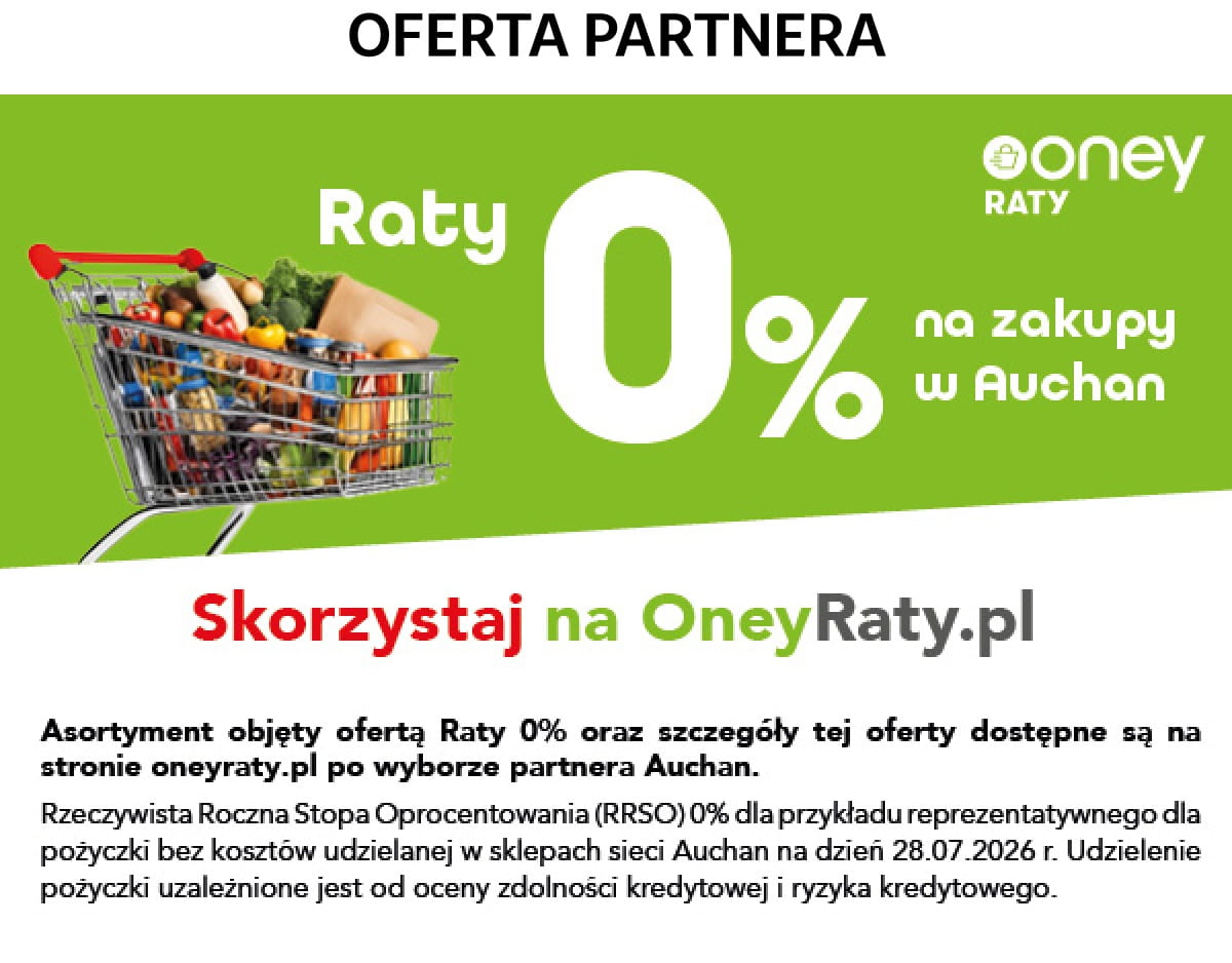 Oferta partnera. Raty 0% na zakupy w Auchan z Oney Raty