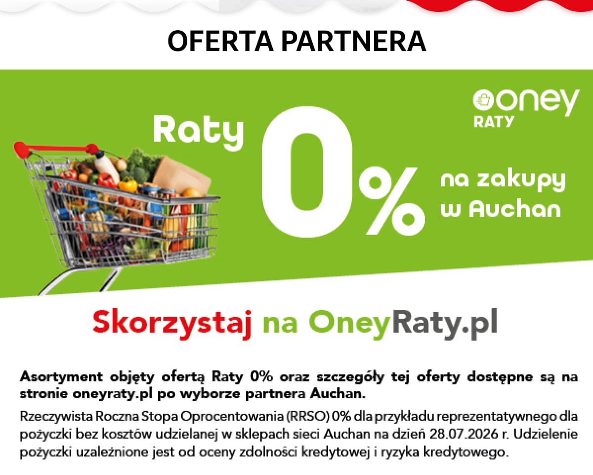 Oferta partnera. Raty 0 procent na zakupy w Auchan z Oney Raty