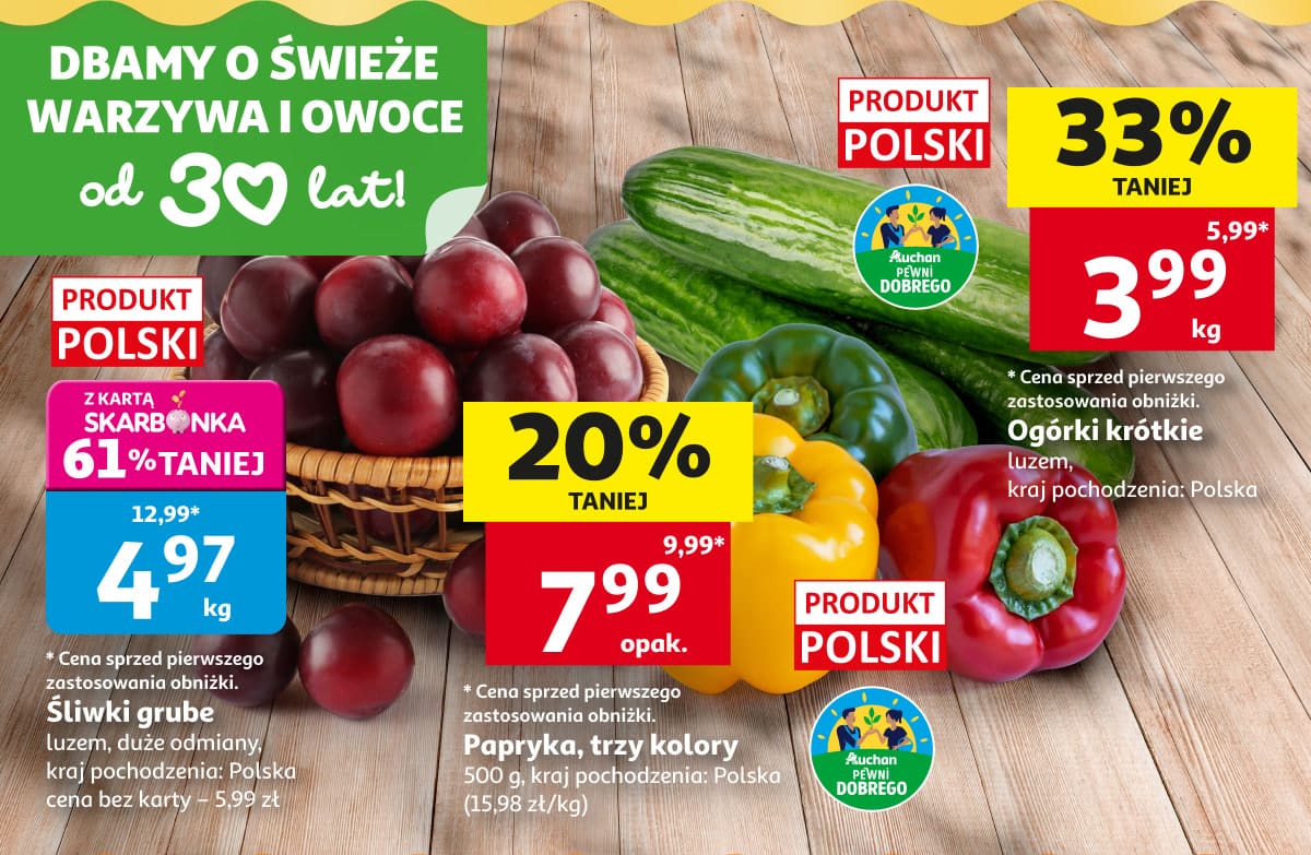 Promocje na sliwki, papryke i ogorki