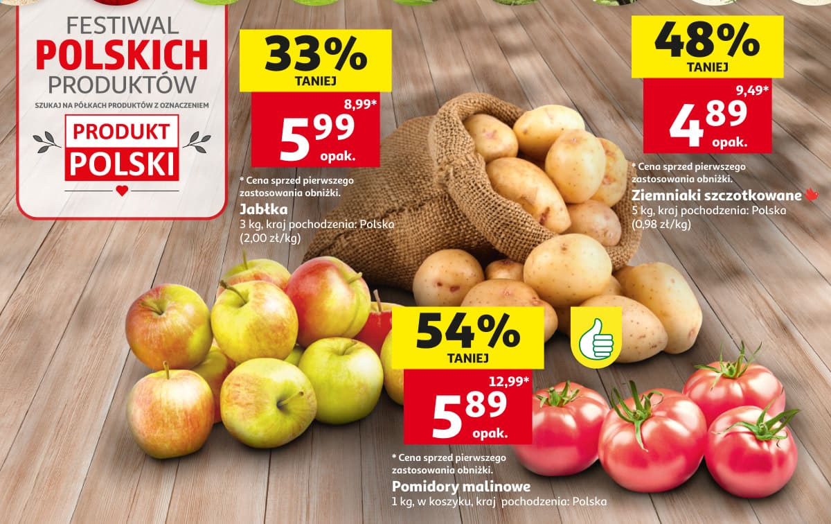 Promocje na jabłka, ziemniaki i pomidory malinowe