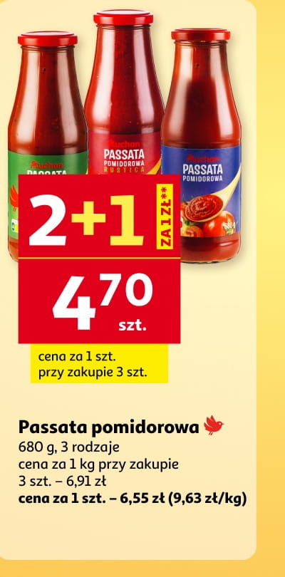 Passata pomidorowa Auchan 680 g 2+1 gratis