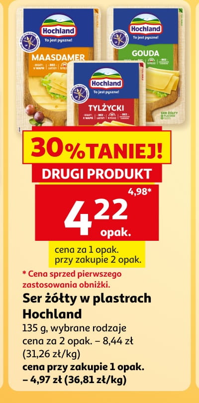 Ser topiony Hochland 180 g drugi produkt 50% taniej