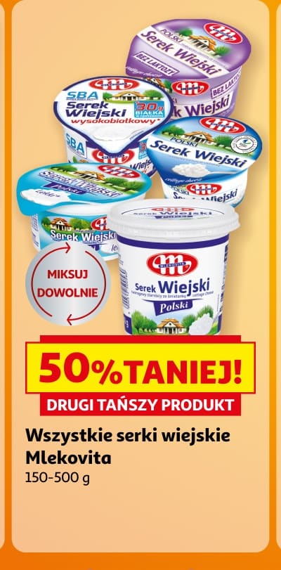 Wszystkie serki wiejskie Mlekovita drugi tańszy produkt 50 procent taniej