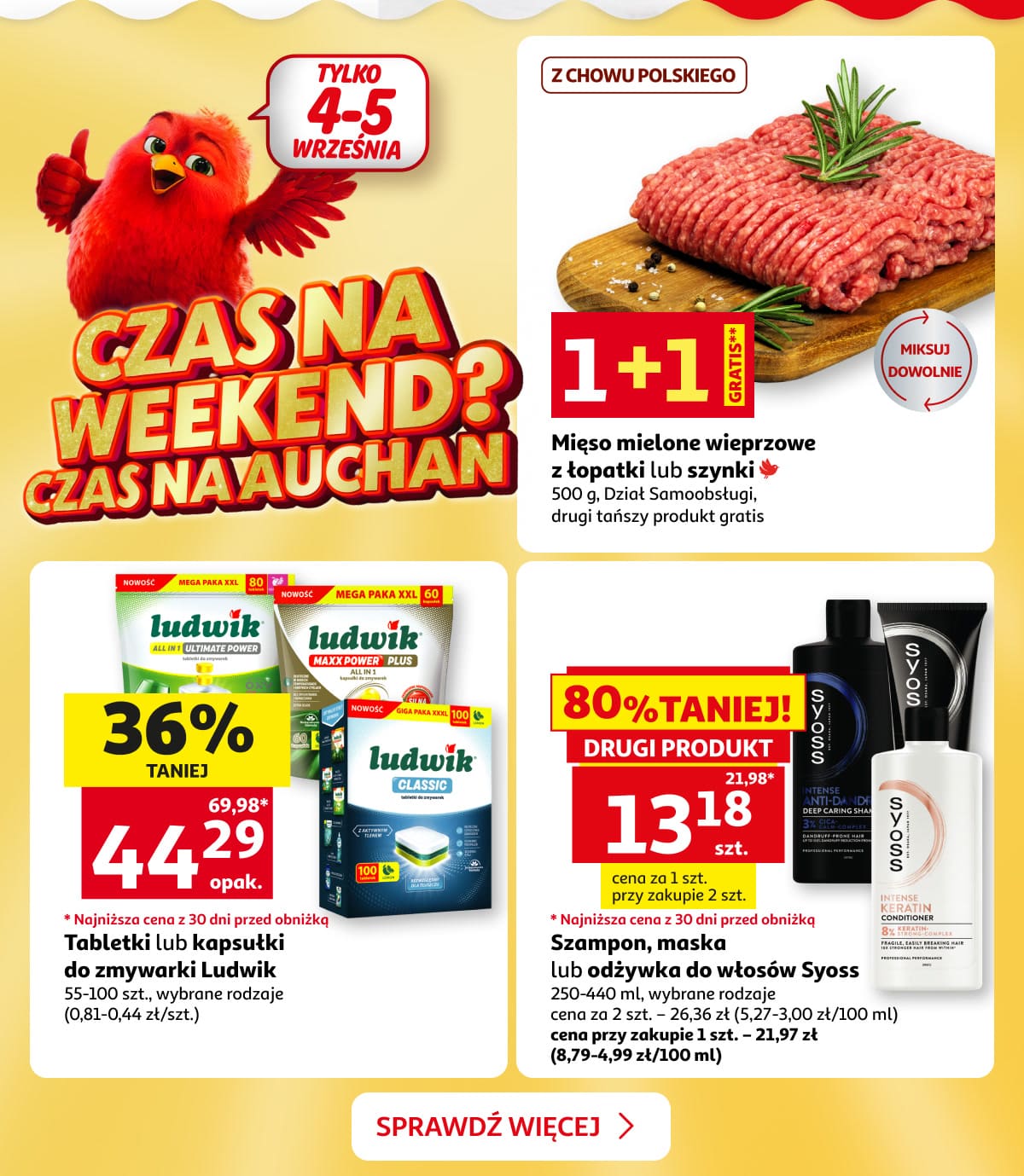 Weekendowe oferty na mieso, kapsulki Ludwik i kosmetyki Syoss