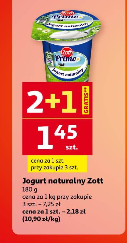 Jogurt naturalny Zott 2 plus 1 gratis