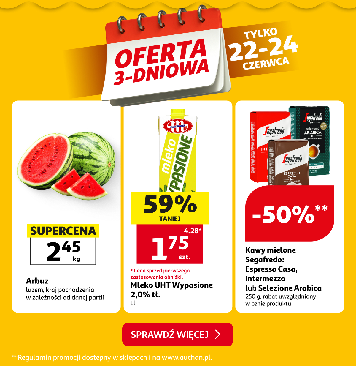 Oferta 3 dni - arbuz, mleko, kawa